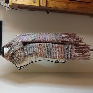 Long Colorful Multi Color Knit Ultra Soft And Long Cozy Fringe Scarf Wrap